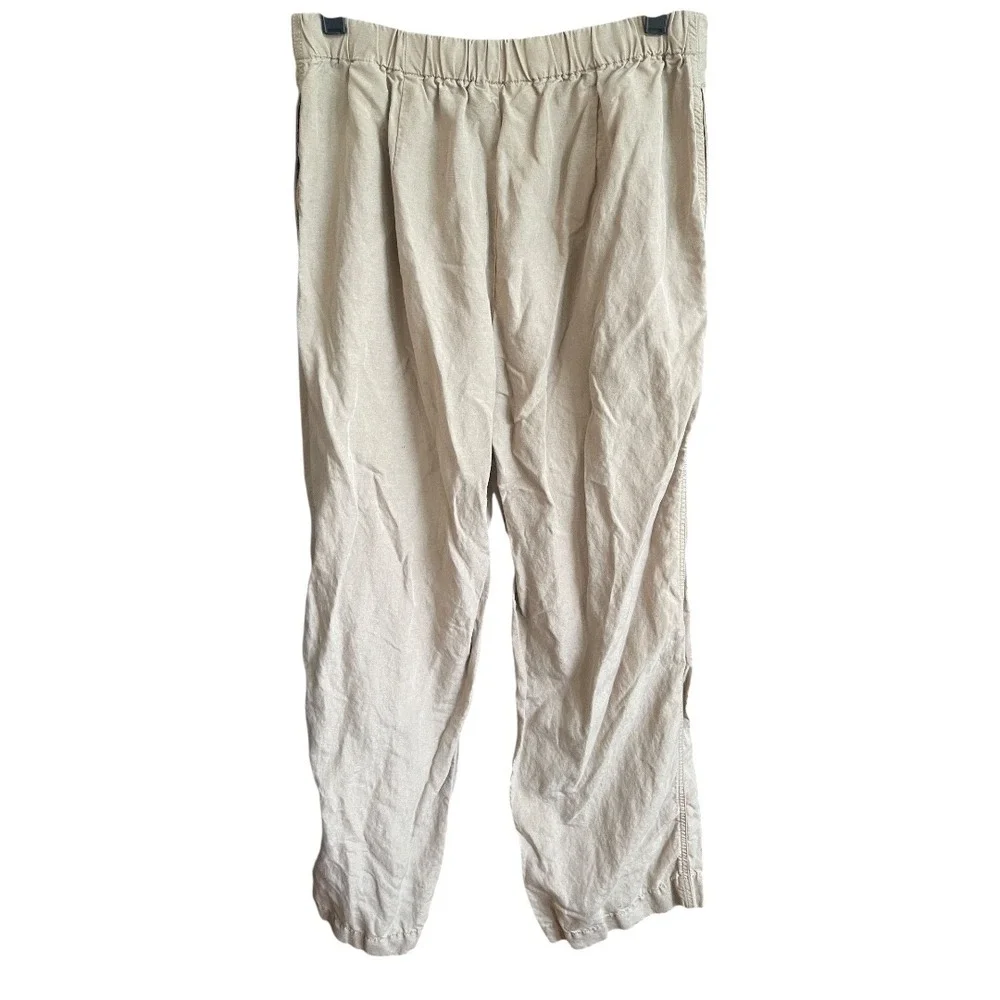Banana Republic Khaki Linen‎ Blend Elastic Waist Pants M
